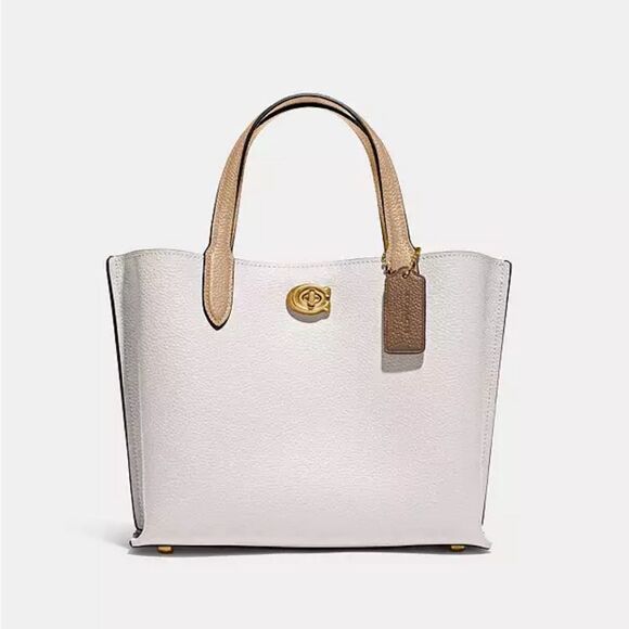 COACH Willow 24 Colorblock Leather Tote, Chalk, NWT - Picture 16 of 16